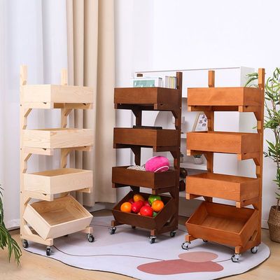 实木多层落地式木质收纳置物架