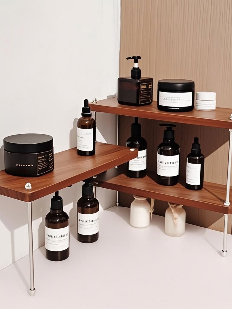 L型置物架DIY古风架子厨房办公桌隔层工位咖啡杯桌面收纳书架茶杯