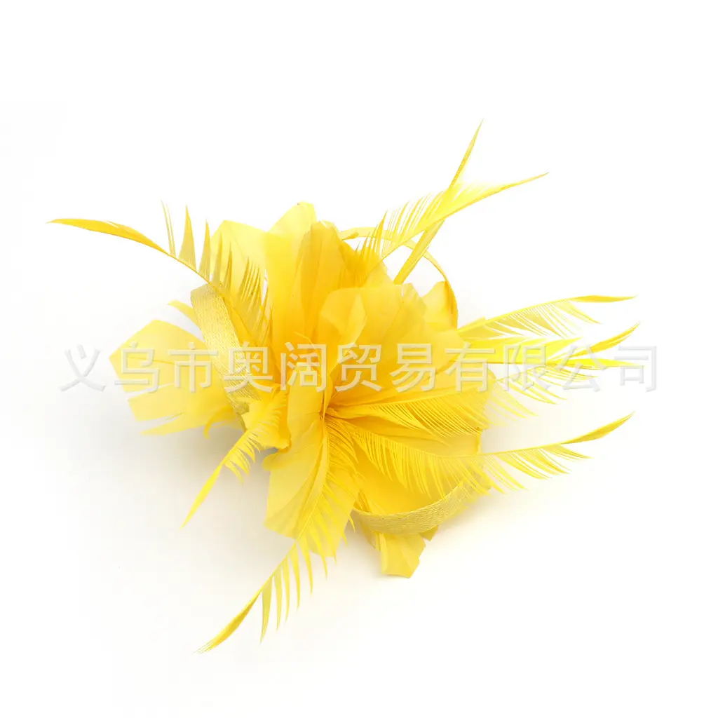 爆款羽毛头花欧美新娘亚麻发夹派对发饰亚麻发饰头饰