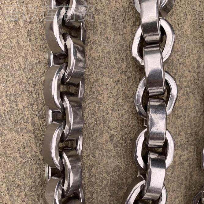 平面中牛皮把手不锈钢牵绳引绳大型犬狗链子防平面牛皮结咬牵引狗