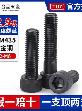 M2-M6内六角螺丝12.9级TUZ杯头螺栓黑色全牙半牙高强度螺钉SCM435