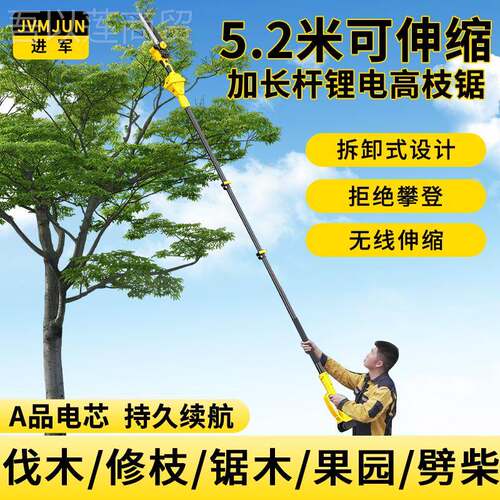 j8树枝电锯园林高缩枝锯电动锂电伸修LZV剪高空高枝剪杆锯加长充g