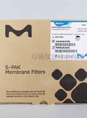 HAWG047S6 密理博 S-Pak滤膜0.45um47mm白色网格无菌包装600片/盒