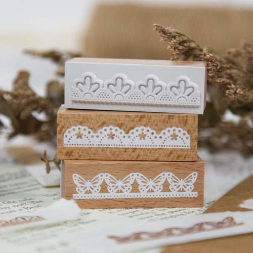 Retro Story印章 蕾丝花语系列 蕾丝花边手帐装饰印画1枚入 6款