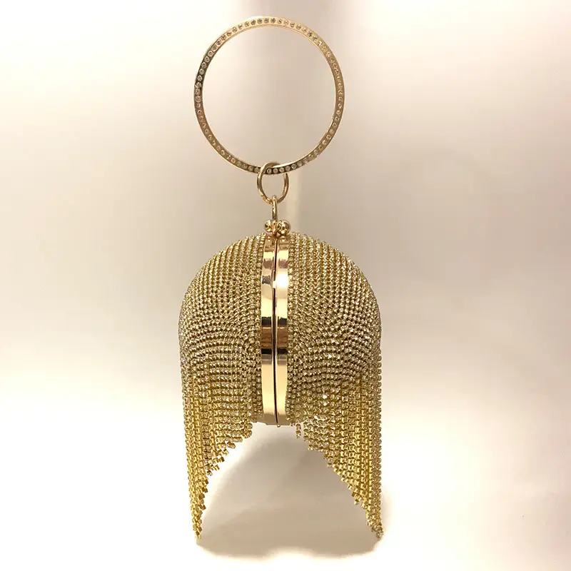 甜美淑女风钻石晚装圆包 闪亮派对婚礼钻石包 新款礼服手提晚宴包