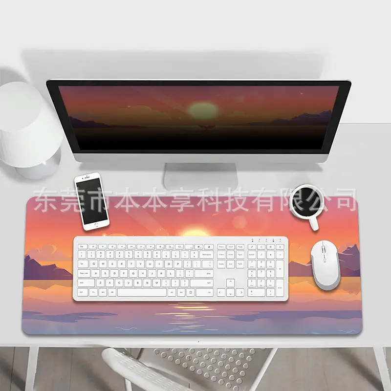 新品风景鼠标垫超大卡通电脑键盘垫加厚耐脏光滑男女办公桌垫