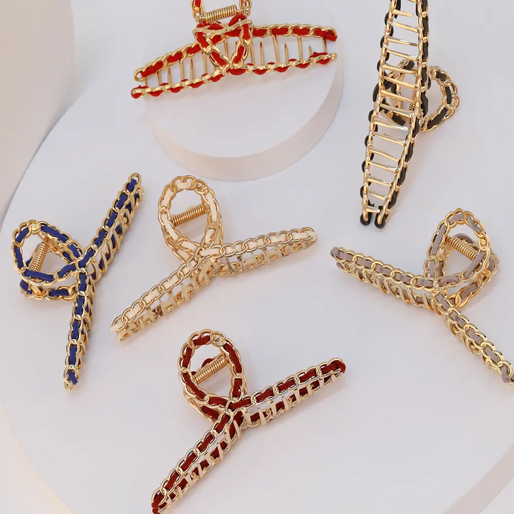 韩国东大门春季新款金属手工布条发抓大号抓夹气质盘发夹