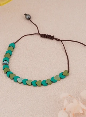 2023黑胆石彩色磁石通勤手链简约情侣男女款配饰手工串珠项