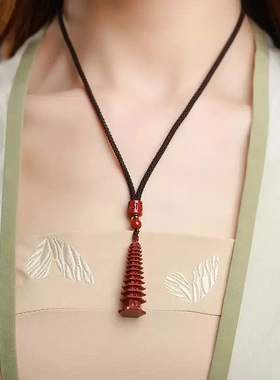 天然朱砂13十三9九七7层文昌塔吊坠学生上岸书包挂件小礼物