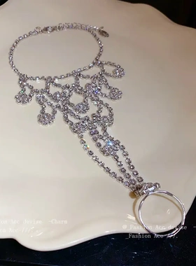 镶钻戒指手链一体欧美舞会礼服轻奢风手环高级感个性精致手饰