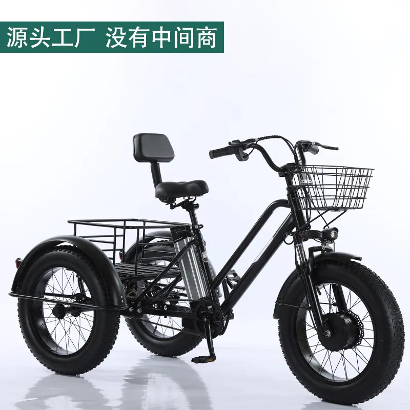 20寸胖胎脚踏助力电动三轮车粗胎雪地锂电三轮自行车电瓶车工厂