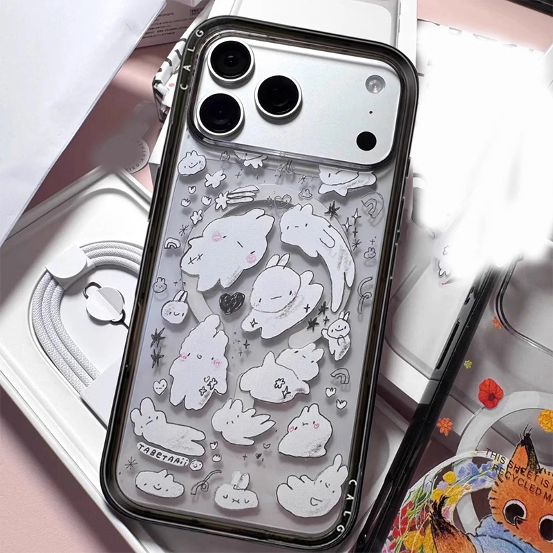 CALG满屏跳跃兔子新壳体适用苹果手机壳iphone12 13 14 15 16 17promax新款外壳高级感小众磁吸2025网红爆款