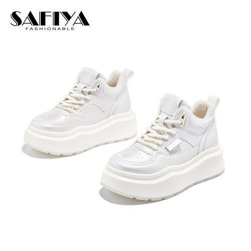 索菲娅Safiya冬季新款时尚休闲厚底增高小白鞋女SF43112C78