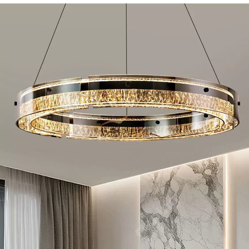 新潮石头纹轻奢水晶吊灯艺术客厅意式极简圆形餐厅大气灯具