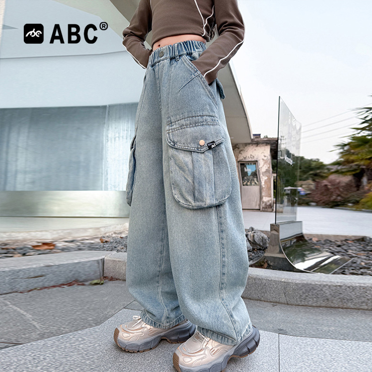 ABC女童春秋高街直筒牛仔裤潮