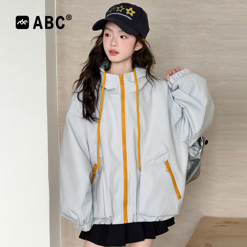 ABC女童春季外套中大童连帽上衣