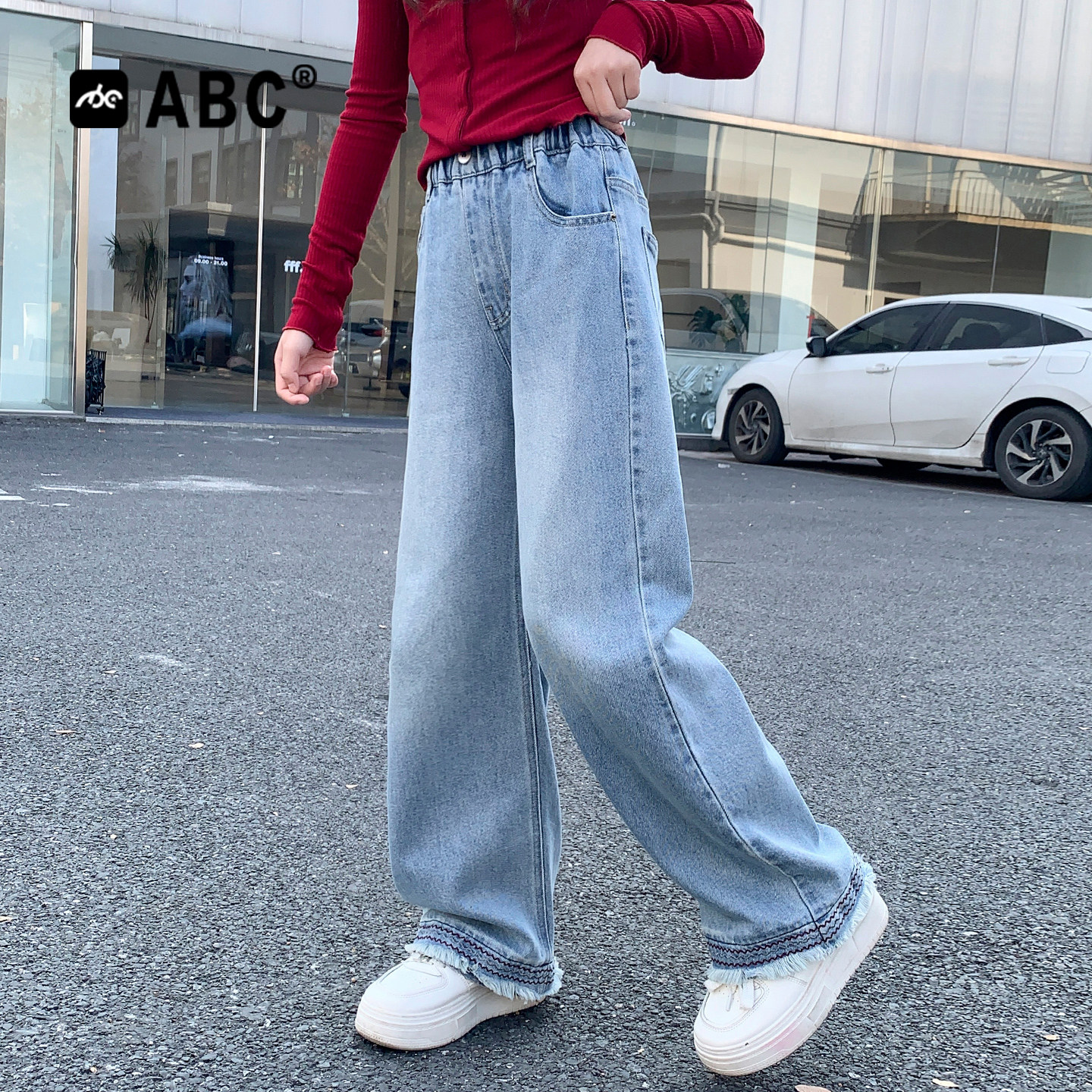 ABC女童牛仔长裤2026新款韩版儿童裤子春秋中大童洋气时髦休闲裤