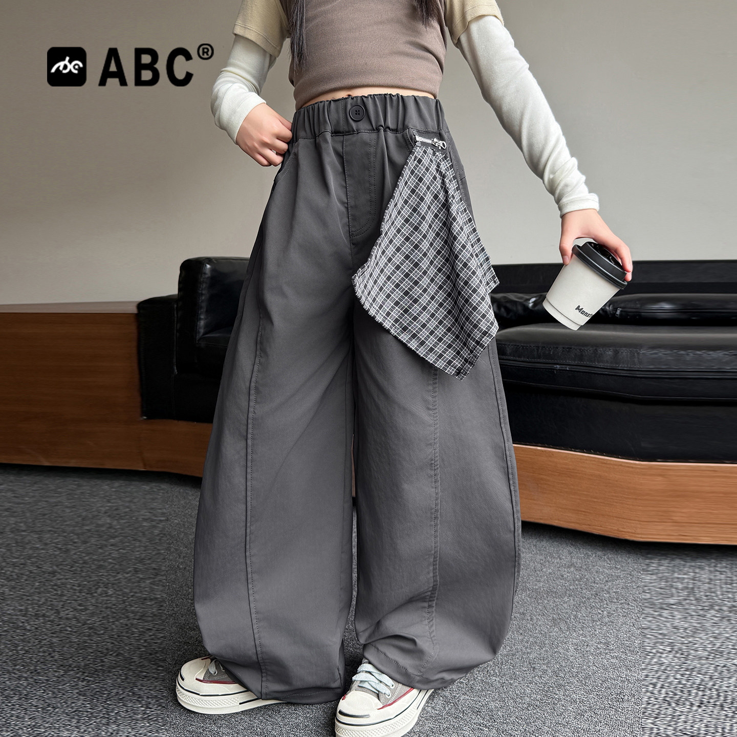 ABC女童春秋设计感宽松休闲裤