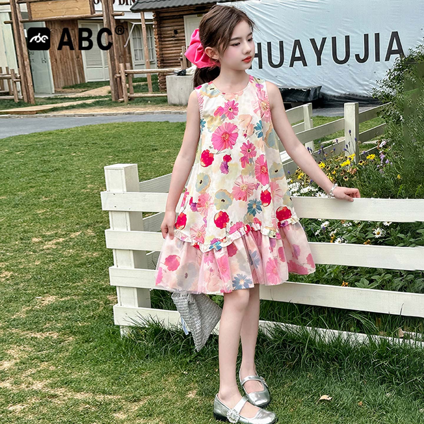 ABC女童夏季网纱吊带连衣裙