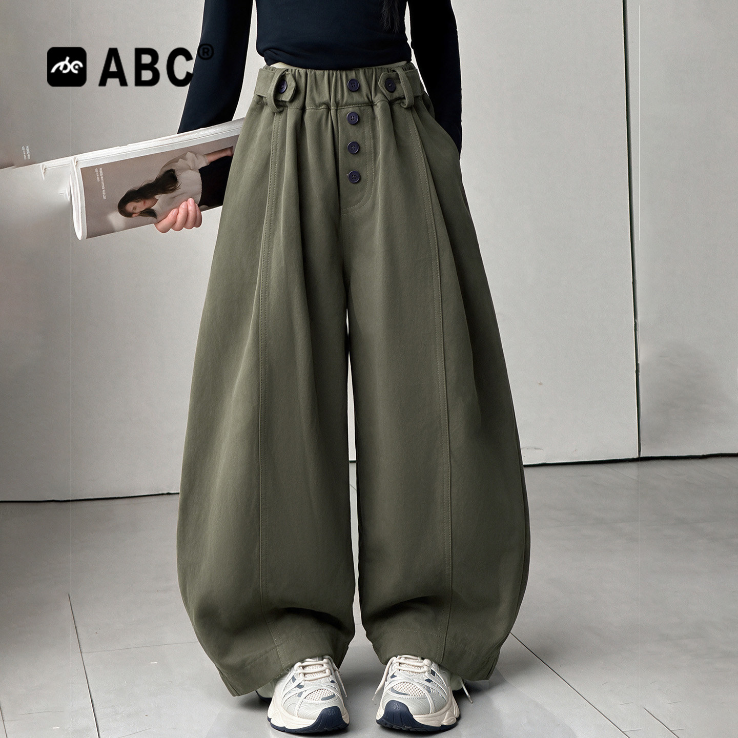 ABC女童春秋洋气阔腿裤图片