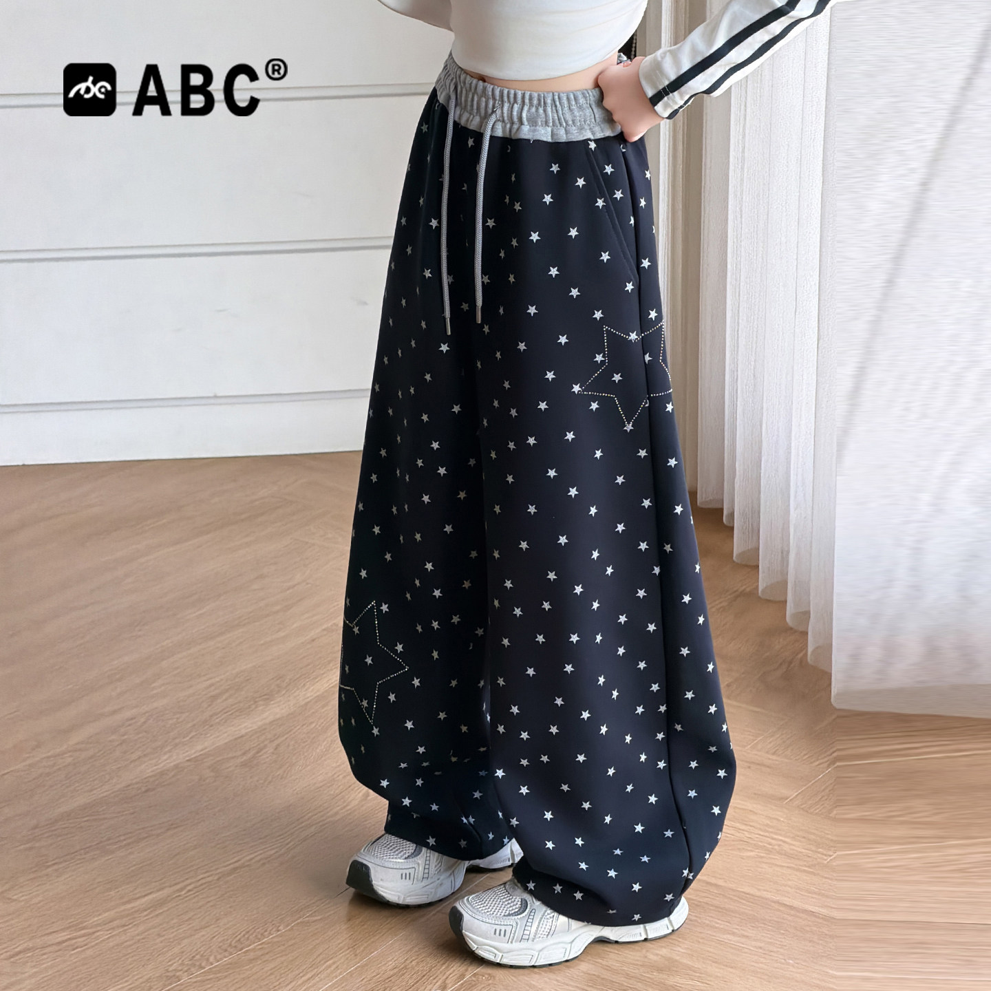ABC女童裤子春秋2026新款中大童韩版卫裤女孩秋季超好看休闲裤潮