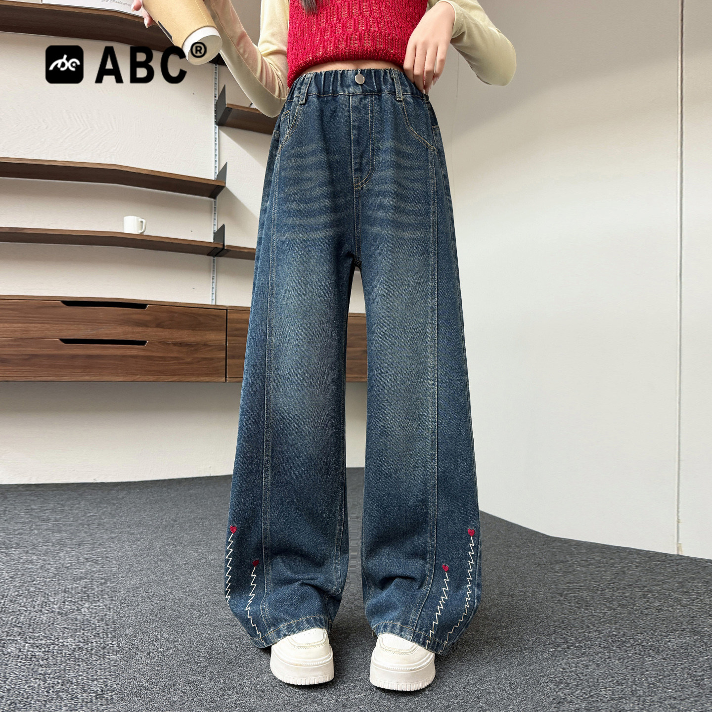 ABC女童春秋新款直筒牛仔裤图片