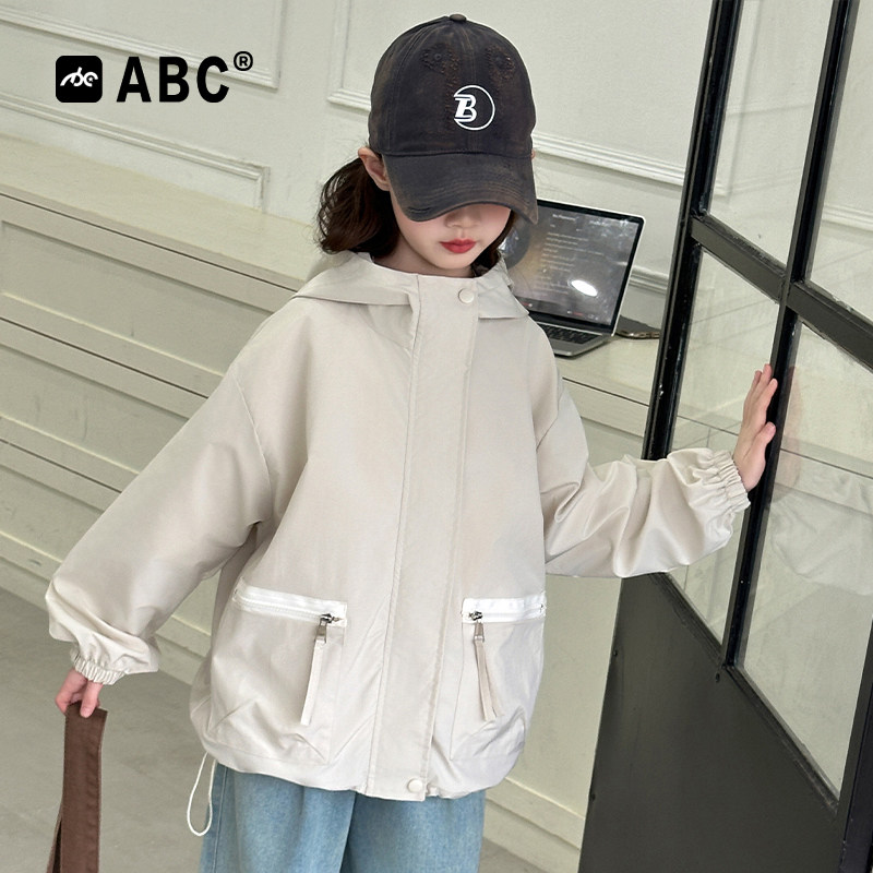 ABC女童春秋款连帽冲锋衣
