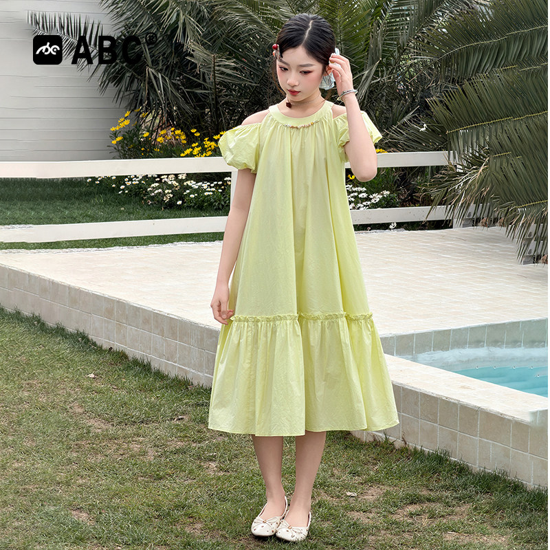 ABC女童夏季韩系荷叶边连衣裙