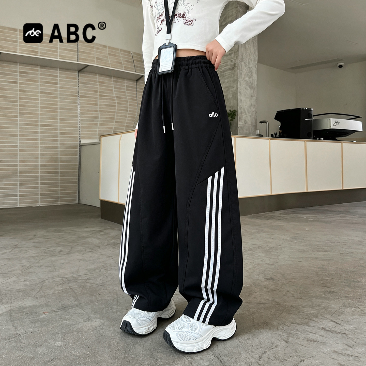 ABC女童春秋侧条直筒运动裤图片