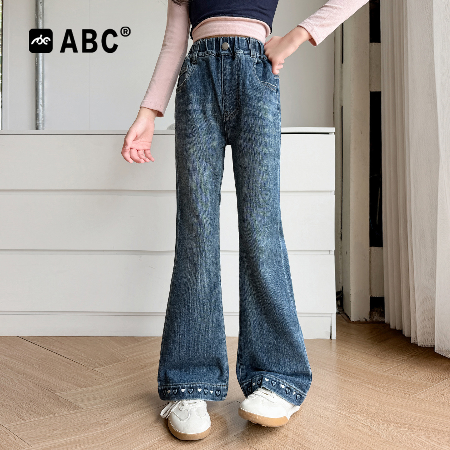 ABC女童春秋微喇牛仔裤新款图片