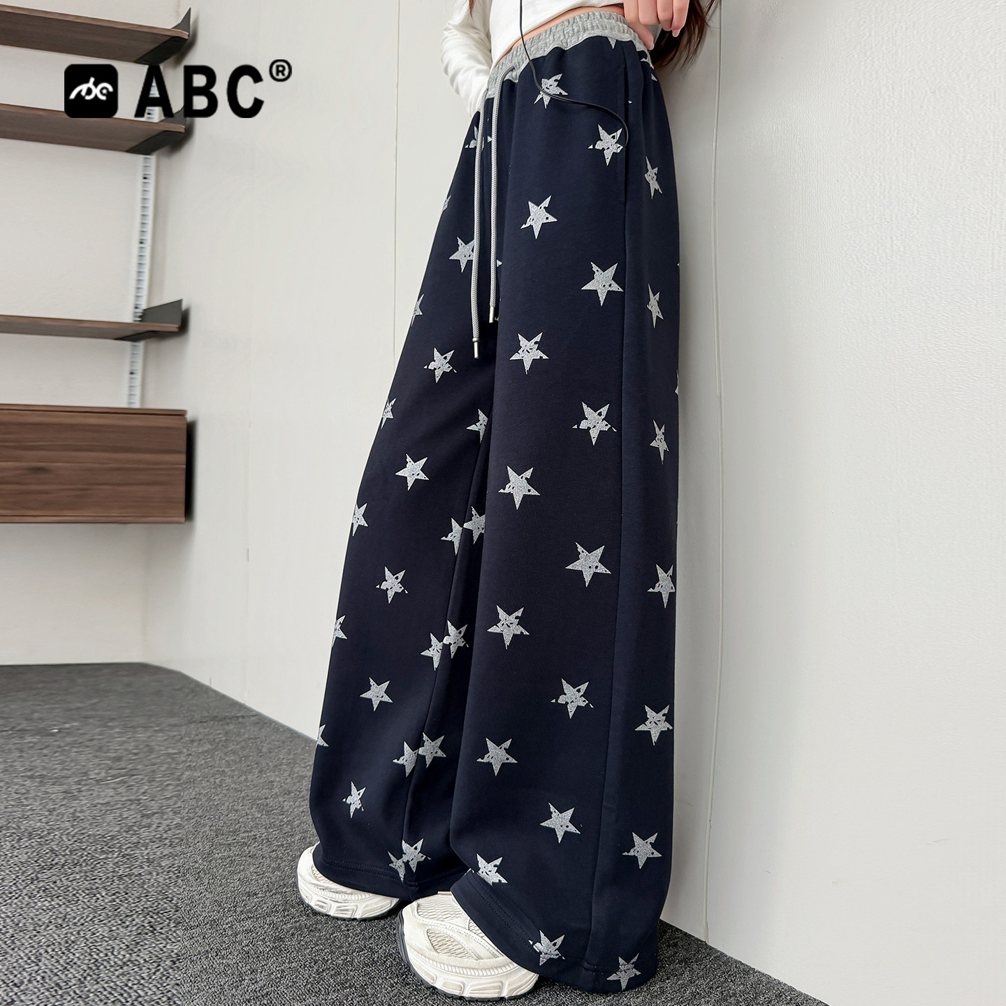 ABC女童春秋五角星印花运动裤