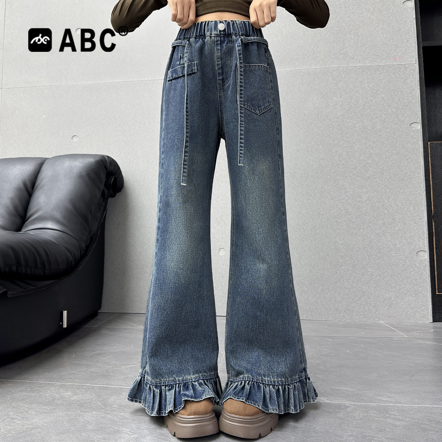 ABC女童春秋韩版微喇牛仔裤
