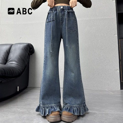 ABC女童春秋韩版微喇牛仔裤
