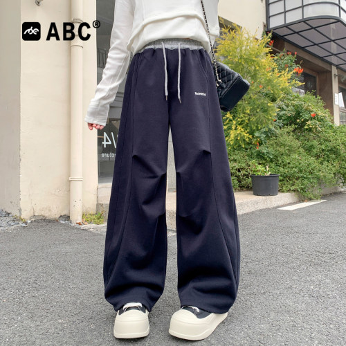 ABC女童弯刀裤秋季休闲裤中大童秋装宽松裤子2026新款儿童运动裤