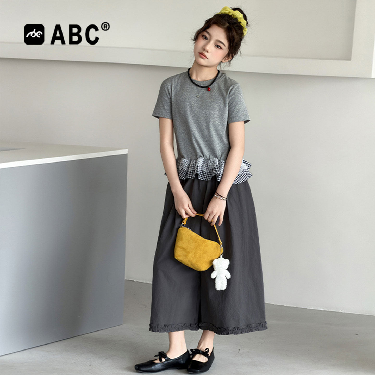 ABC女童夏季韩系花边两件套