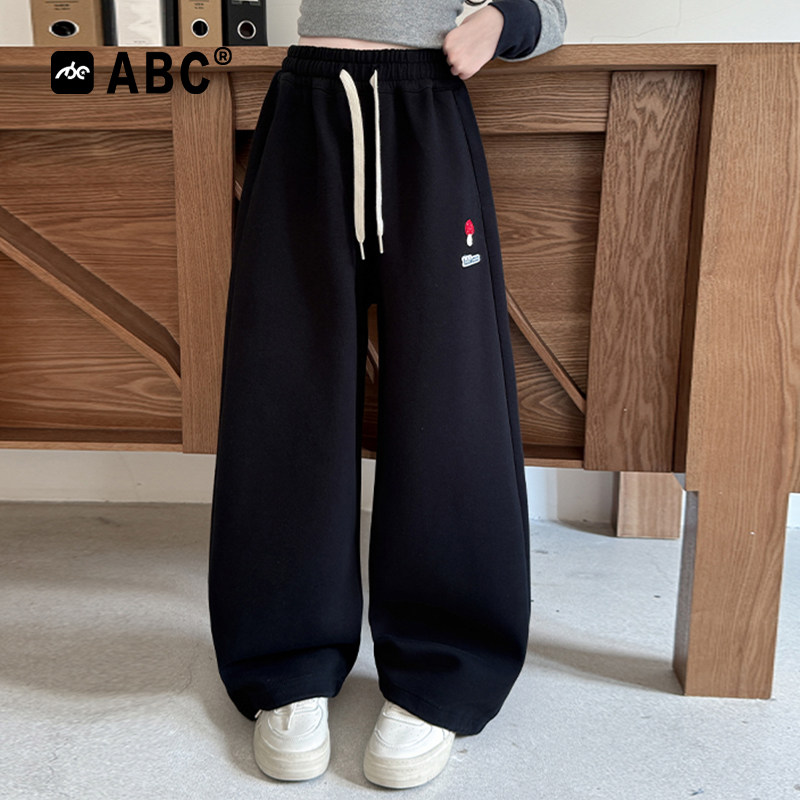 ABC女童春秋宽松卫裤2026新款女孩韩版蘑菇长裤儿童休闲运动裤潮,童装/婴儿装/亲子装,运动裤卫裤,淘宝优惠券,粉丝福利购,淘宝优惠卷