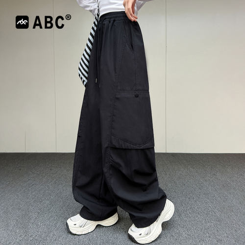 ABC女童裤子春秋款中大童韩版潮酷嘻哈街舞工装裤女孩秋季裤子潮