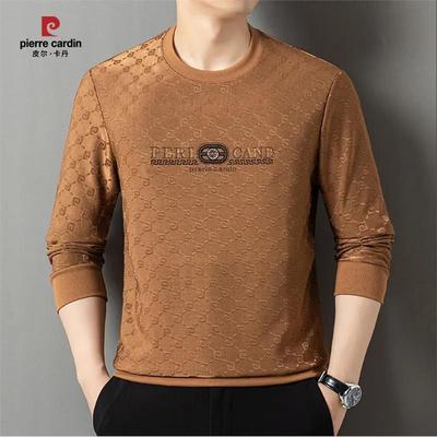 皮尔卡丹冰丝提花长袖卫衣男士