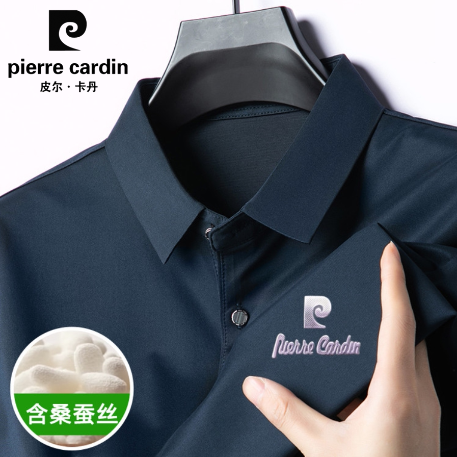 皮尔卡丹短袖t恤男桑蚕丝polo衫