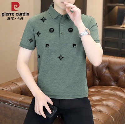 皮尔卡丹夏季烫钻男士Polo衫