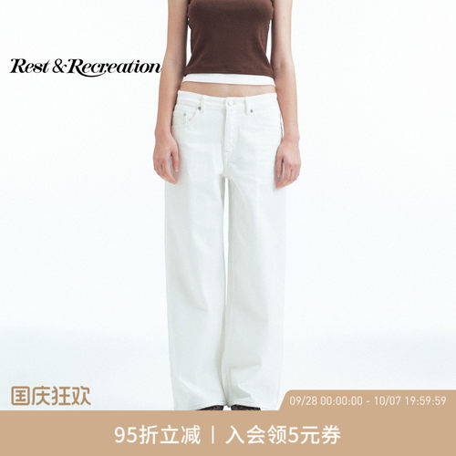 RR2026新款毛边刺绣直筒牛仔裤