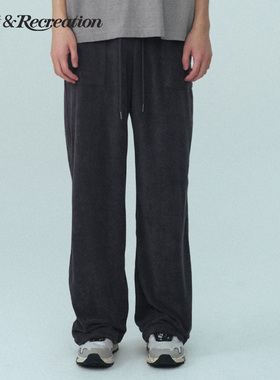 【明星同款】RestandRecreation2025新款RR毛圈宽松抽绳休闲长裤