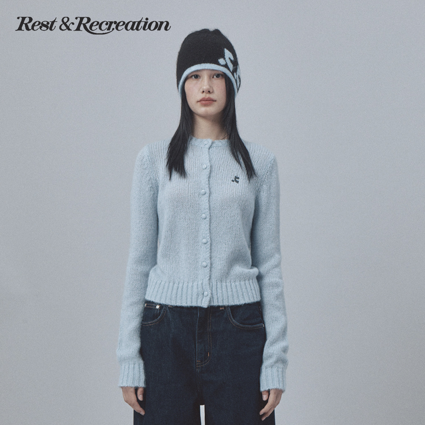 RR刺绣羊毛短款针织开衫