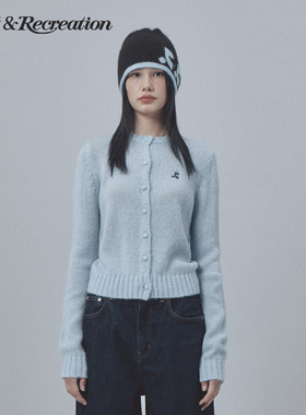 RestandRecreation官方2025秋冬新款RRlogo刺绣羊毛修身针织开衫