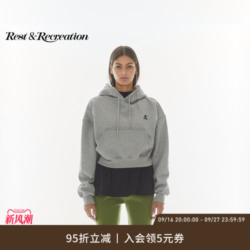 RR字母印花logo连帽卫衣女款