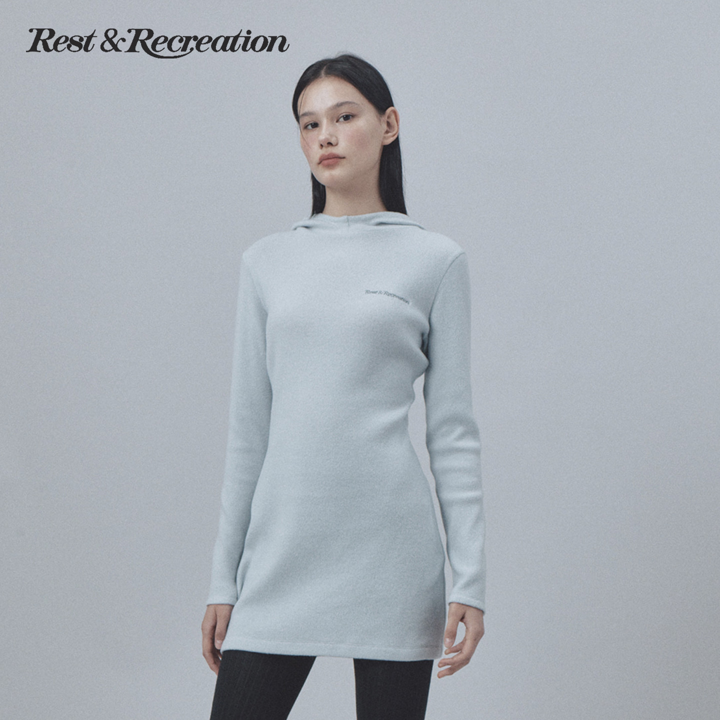RR刺绣logo长袖连帽连衣半裙