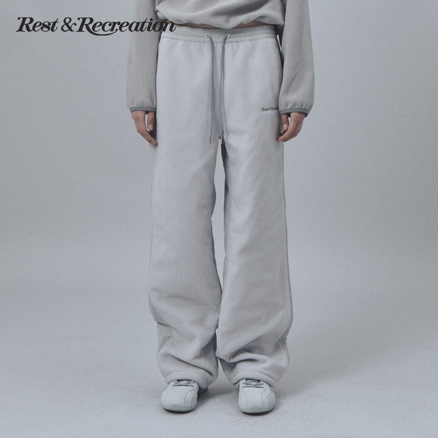 RR摇粒绒拼接logo长裤男女休闲裤