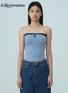 RestandRecreation官方刺绣logo辣妹RR条纹抹胸背心2025新款女夏