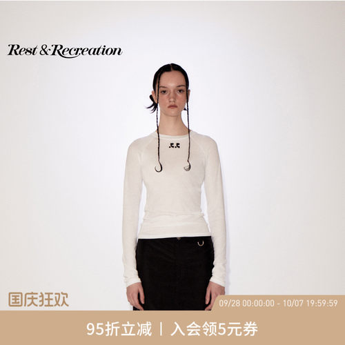 RR印花logo透视插肩女T恤