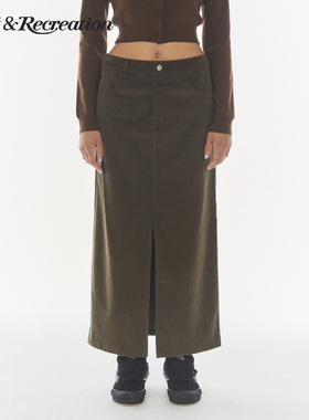 RestandRecreation官方灯芯绒半裙2025新款休闲A字修身显瘦中长裙